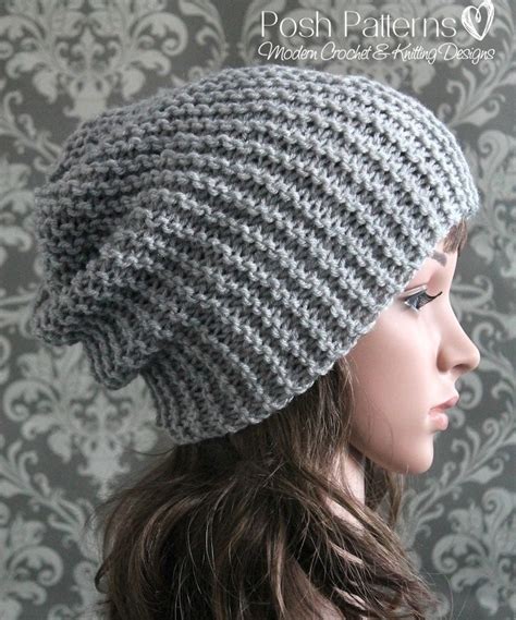 Knitting PATTERN Easy Beginner Knit Slouchy Hat Pattern - Etsy