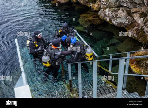 Snorkeling the Silfra Fissure in Thingvellir National Park in Iceland Stock Photo - Alamy