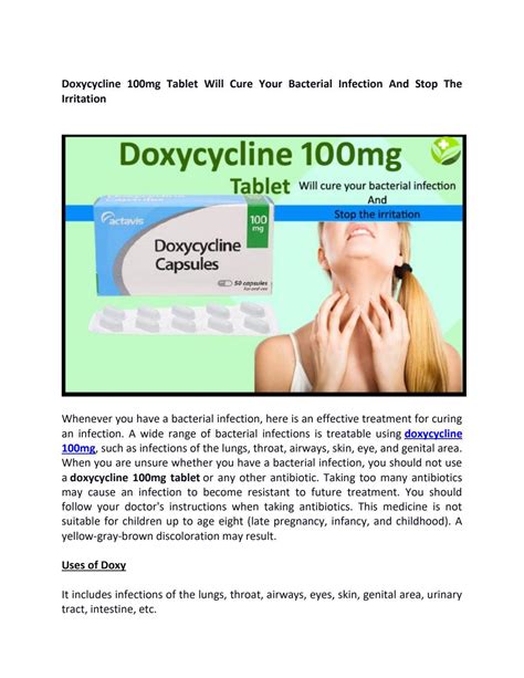 Doxycycline 100mg Tablet Will Cure Your Bacterial Infection And Stop The Irritation by ...