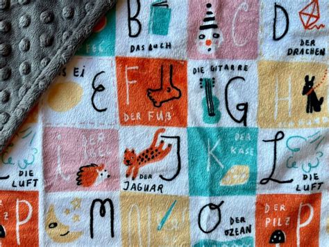 GERMAN alphabet minky lovey - small security blanket for baby or ...
