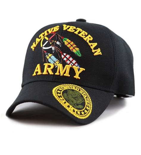 1100 Official Licensed Native Veteran Military Embroidered Cap Black ...