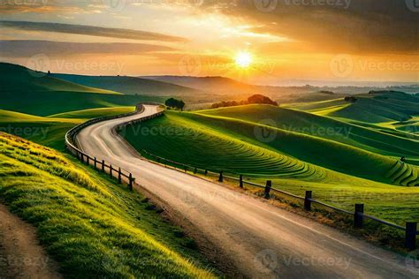 the road to the sunset, road, landscape, hd wallpaper. AI-Generated ...