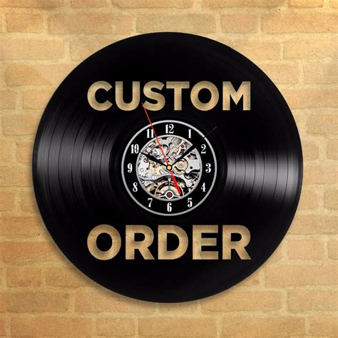Vintage Custom Vinyl Record Wall Clock Custom Order Your design Your logo Your Personal ...