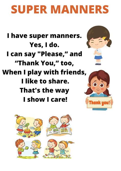 Super manners | English poems for kids, Rhyming poems for kids, Rhymes ...