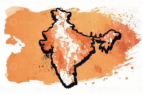 beautiful light orange indian akhand bharat Map 22249546 Stock Photo at ...