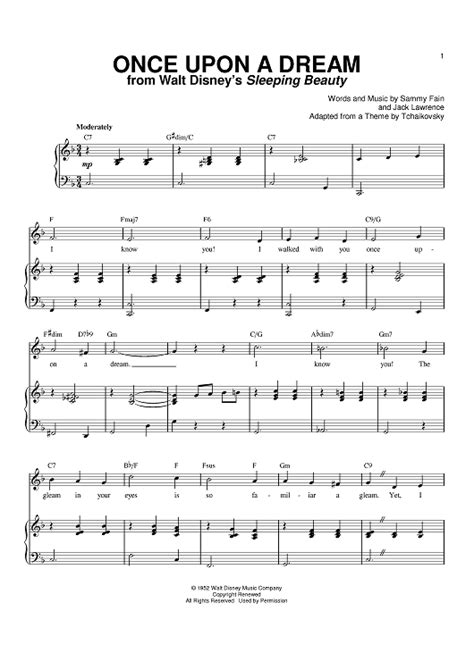 Once Upon A Dream" Sheet Music by Mary Costa for Piano/Vocal/Chords ...