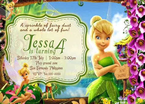 Tinkerbell Birthday Invitation Card, 4 x 6 or 5 x 7 1697 - Jamakodesigns