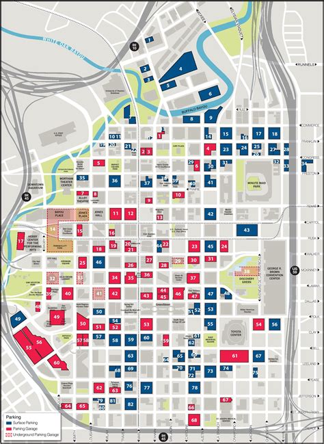 Houston downtown parking map - Ontheworldmap.com