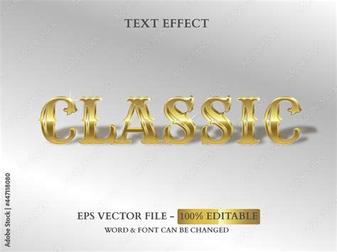 Gold text effect classic style. Editable font text effect. Stock Vector | Adobe Stock