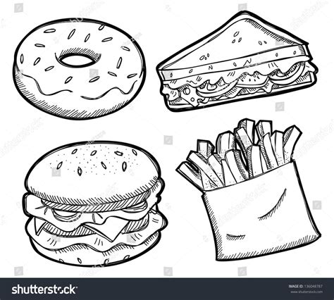 Eating Junk Food Clipart Black And White