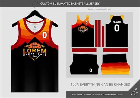 Premium Vector | Mountain yellow red basketball jersey template