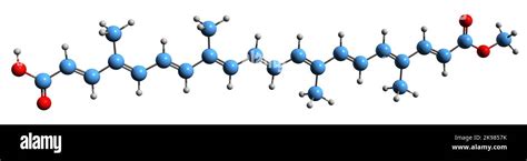 3D image of Bixin skeletal formula - molecular chemical structure of norbixin isolated on white ...