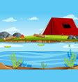 Park background scene with a tree and swamp Vector Image