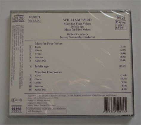William Byrd Masses for Four & Five Voices Oxford Camerata Summerly 1992 Naxos for sale online ...