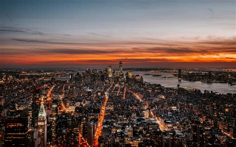 new york, night city, skyline, sky, dusk, sunset 4k - Free 4k ...