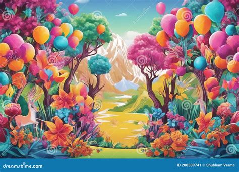 Cartoon Landscape, Vector Illustrationcartoon Landscape, Vector Illustrationeaster Egg With A ...