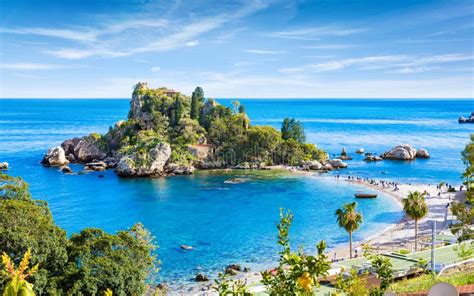 Isola Bella Small Island Near Taormina, Sicily, Southern Italy Stock Photo - Image of italy ...