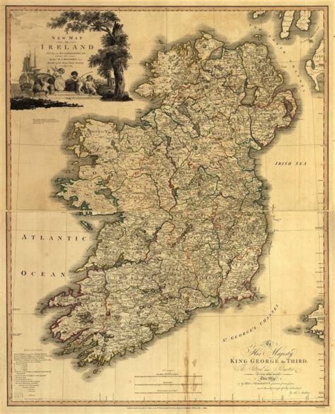 Art Poster: Ireland Map Old Vintage Illustrated Travel Poster Print ...