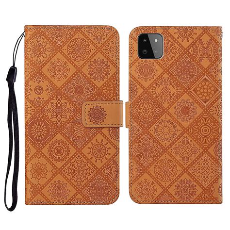 Cell Phone Cases for Samsung Galaxy A22 5G Ethnic Style Embossed Pattern Horizontal Flip Leather ...