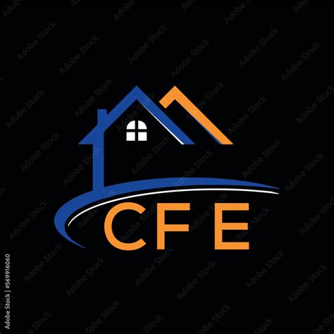 CFE house logo, letter logo. CFE blue image on black background and orange . CFE technology ...