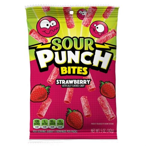 Sour Punch Chewy Strawberry Fruit Flavored Candy Bites, 5 oz - Pick ‘n Save