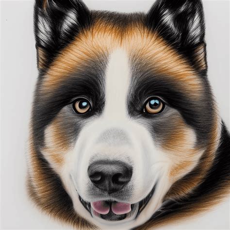 Akita Face Colored Pencil Drawing · Creative Fabrica