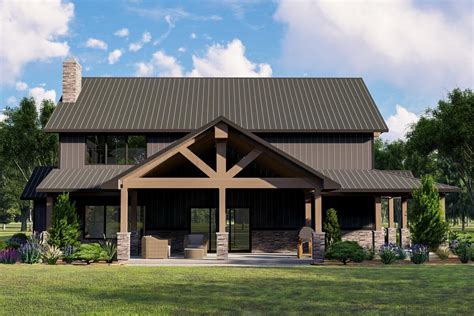 Plan 135047GRA: Barndominium with Wraparound Porch and 2-Story Living Room - 2765 Sq Ft