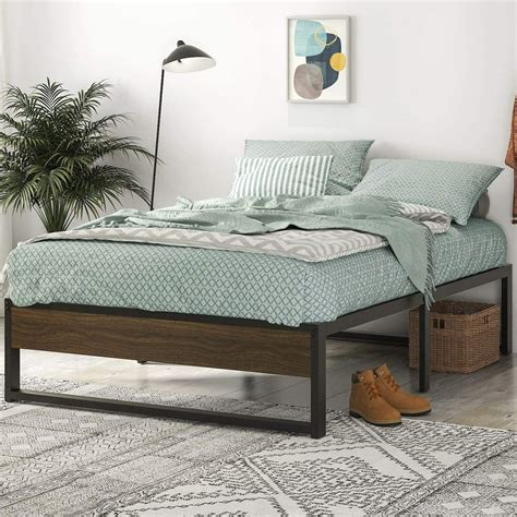 Amolife Queen Size Platform Bed Frame with Rustic Wood, Under-bed ...