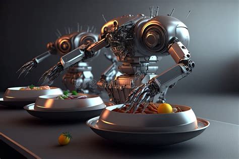 Robotic Assembly Line in Fast Food Restaurant with Matte Stainless ...