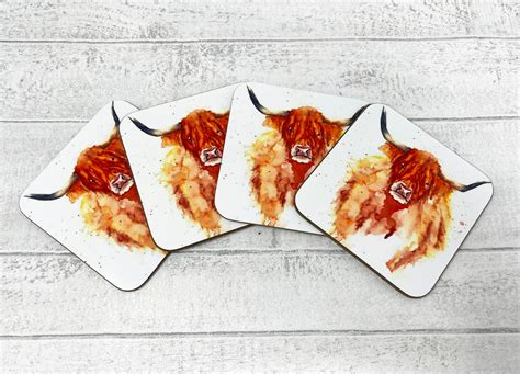 Hamish the Highland Cow Coaster - Etsy