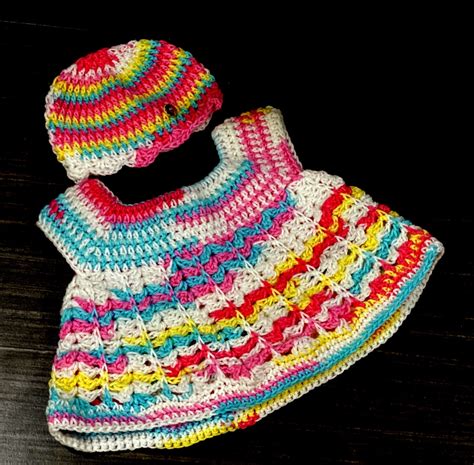 Baby Handmade multi color Frock set – The Crochet Bella