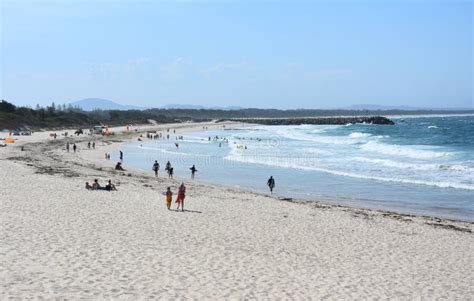 People Relaxing at Forster Main Beach Editorial Stock Image - Image of ...