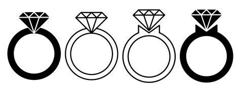 outline silhouette wedding ring icon set isolated on white background 21847606 Vector Art at ...