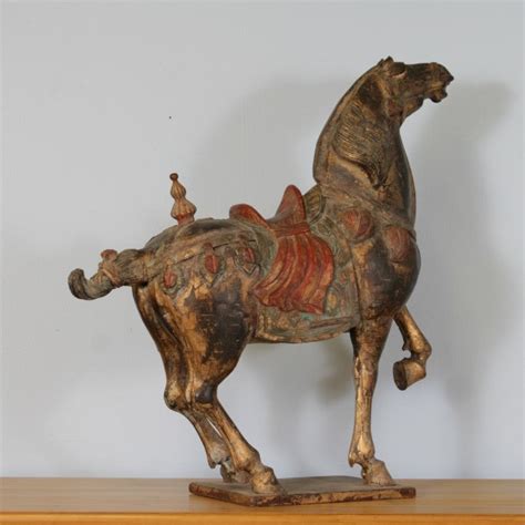 Large Chinese Carved and Painted Horse Sculpture at 1stDibs