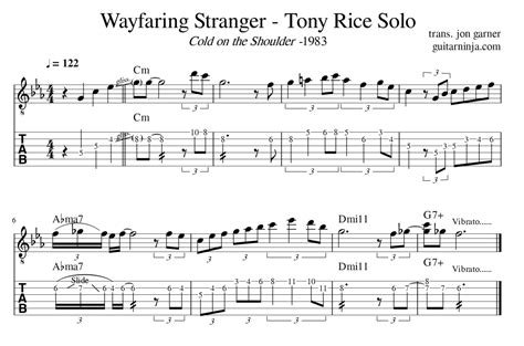 Wayfaring Stranger – Tony Rice Solos – Standard and TAB | Guitar Ninja