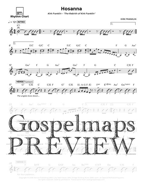 Gospelmaps | Hosanna - Kirk Franklin, The Rebirth of Kirk Franklin | Rhythm, Vocal, and Chord Charts