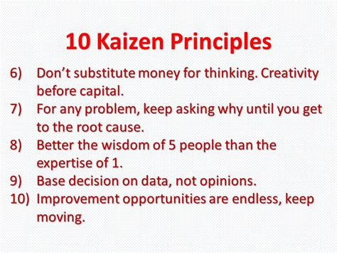 High Level Rules: 185) 10 Kaizen Basic Principles