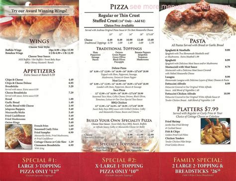 Menu at Andreas Pizza & Italian Restaurant-Grant, Grant