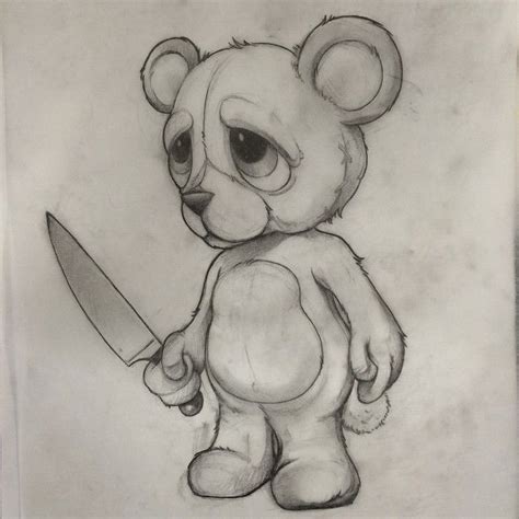 sketch teddy bear Creepy Drawings, Halloween Drawings, Dark Art Drawings, Creepy Art, Pencil Art ...