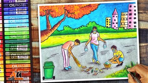 Easy Swachh bharat drawing||Gandgi mukt mera gaon drawing||Clean India drawing - YouTube