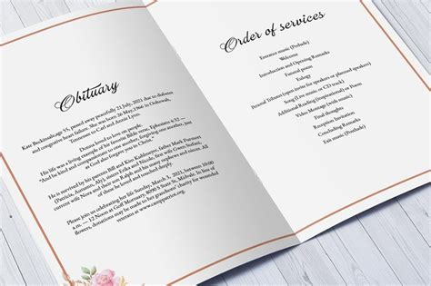 Printable floral funeral template – Artofit