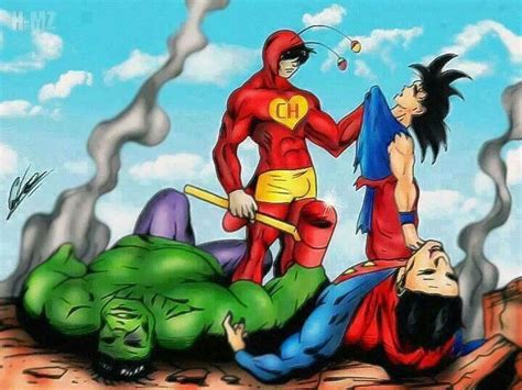 Goku, Superman and Hulk defeated by the Chapulín Colorado (a popular mexican TV show character ...