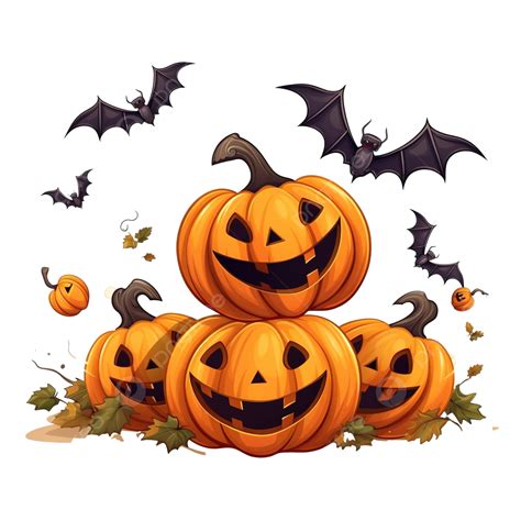 Happy Halloween With Flying Pumpkin Premium Vector Illustration ...