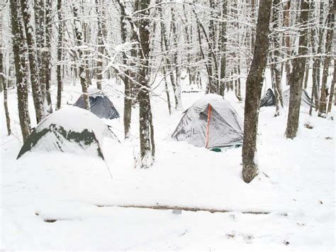 Without tarps for shelter outside, winter camping can be pretty snowy!