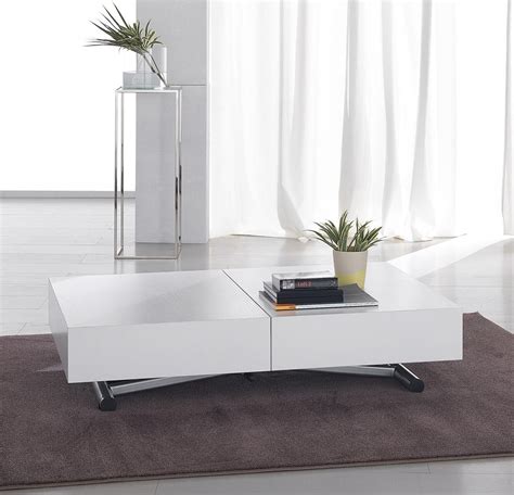 White Low Coffee Table | Table basse relevable, Table basse, Table ...