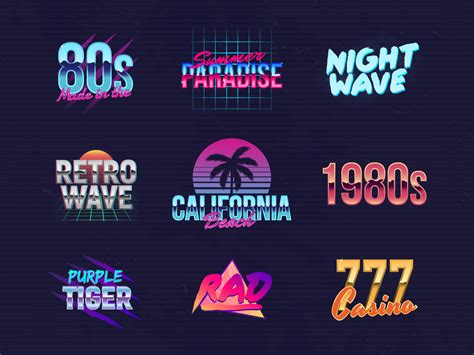 Neon outrun logo collection. by Denis Holovatiuk on Dribbble