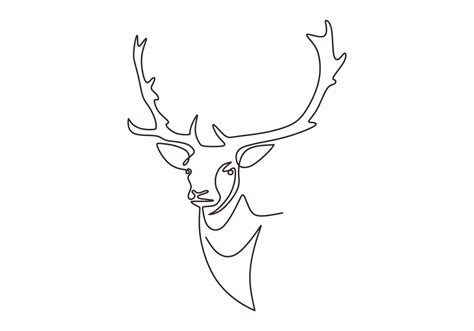 Continuous line drawing of reindeer head vector. Winter animal. 3539312 ...