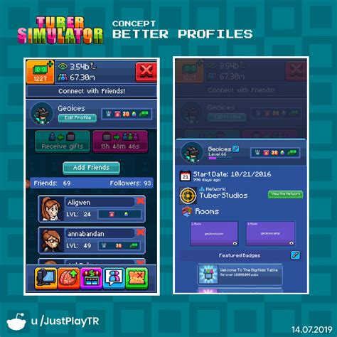 Tuber Simulator Concept: Better Profiles : r/TuberSimulator