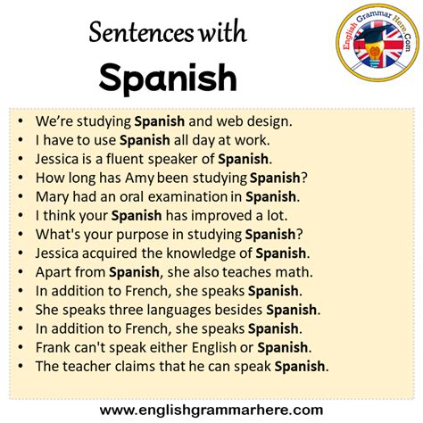 Sentences with Spanish, Spanish in a Sentence in English, Sentences For Spanish - English ...