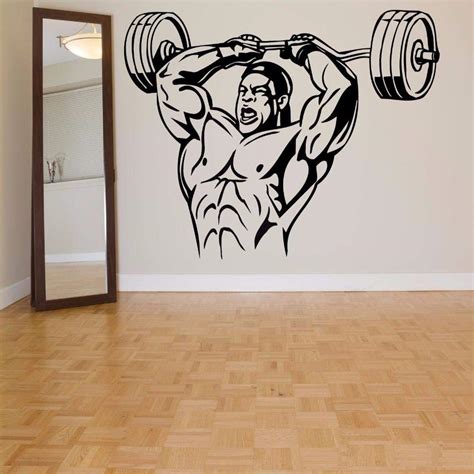 ARWY® Gym wall stickers Muscle Man Wall Sticker Man Powerlifting Wall ...